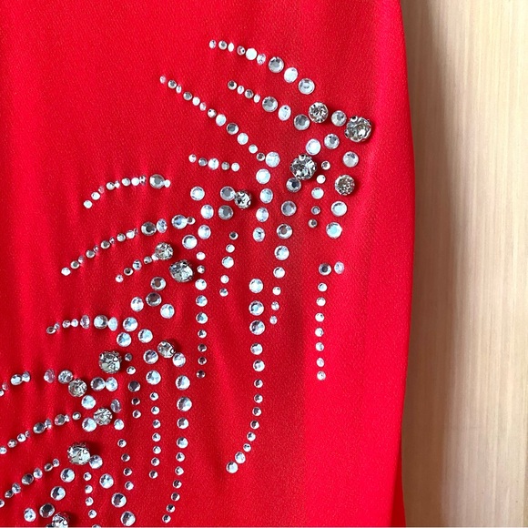 Zara rhinestone embellished draped maxi skirt red - Picture 8 of 11